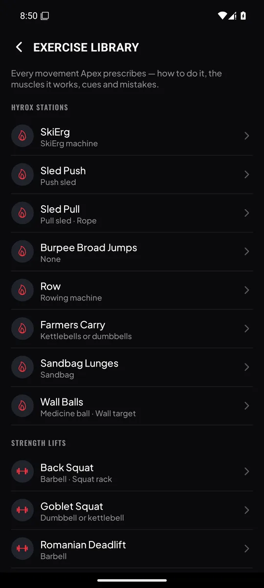 Exercise library